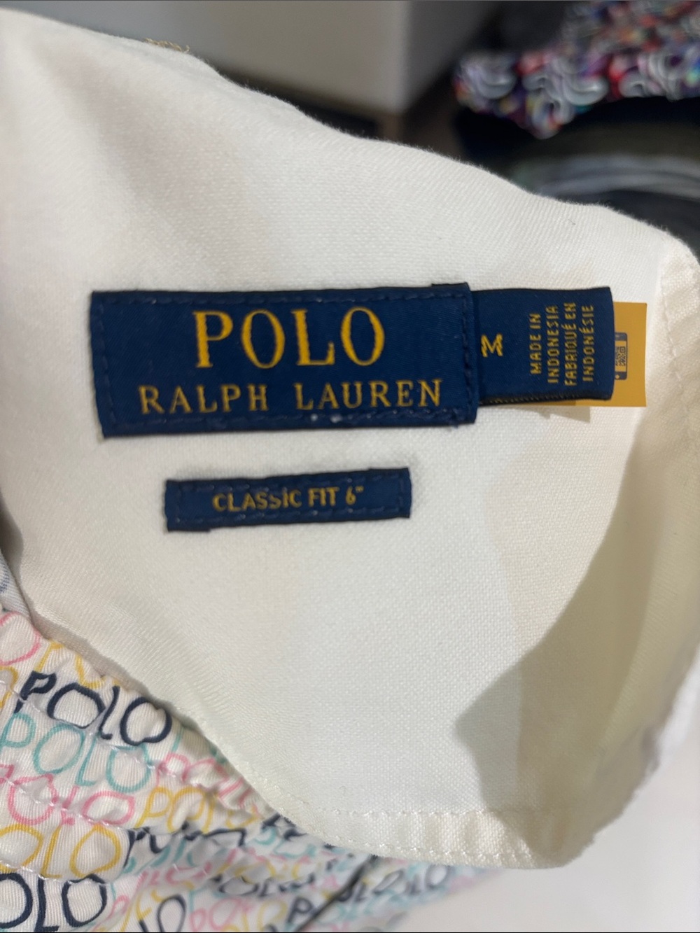 Polo by Ralph Lauren White Multicolor Logo-Print Shorts. Men's Medium. Like new! - Picture 2 of 8